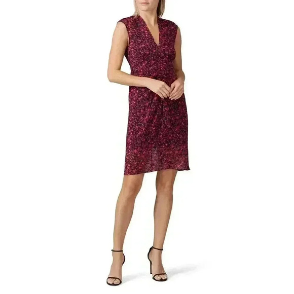 All Saints Aldine Cherry Blossom Print Sleeveless Sheath Dress Size 6 Ruched - Picture 1 of 12